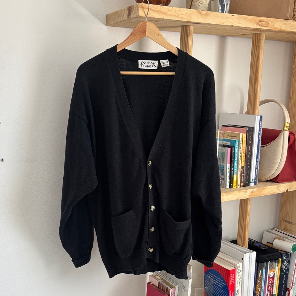 Cotton Traders Black Cardigan Sweater